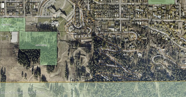 735 Snow King Dr, Jackson, WY 83001 - aerial view of property's location featuring property parcel outlined