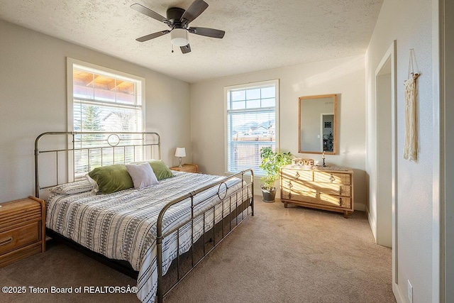 350 Little Greys Loop, Etna, WY 83118 - bedroom featuring carpet floors, a textured ceiling, and ceiling fan