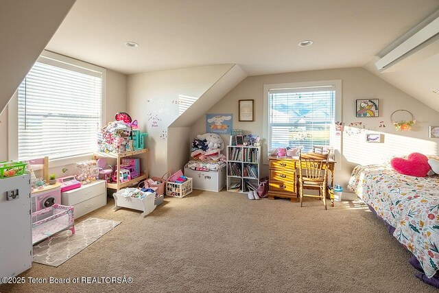 350 Little Greys Loop, Etna, WY 83118 - rec room with carpet and vaulted ceiling