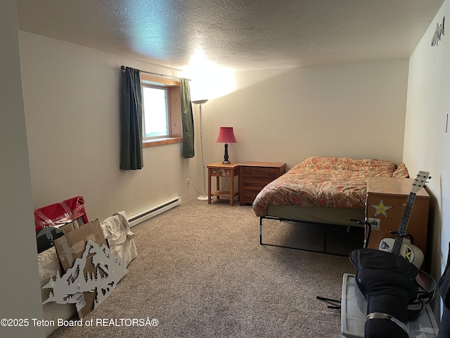 51 Cheyenne Cir, Star Valley Ranch, WY 83127 - bedroom with a baseboard heating unit, carpet, and a textured ceiling