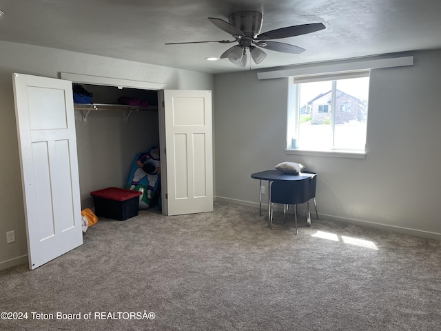 543 Rockbridge Dr, Afton, WY 83110 - bedroom with a closet, carpet floors, ceiling fan, and baseboards