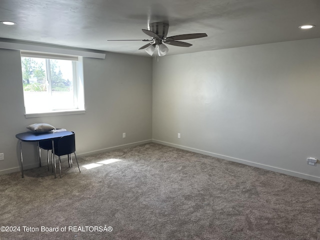 543 Rockbridge Dr, Afton, WY 83110 - spare room featuring carpet floors, ceiling fan, baseboards, and recessed lighting
