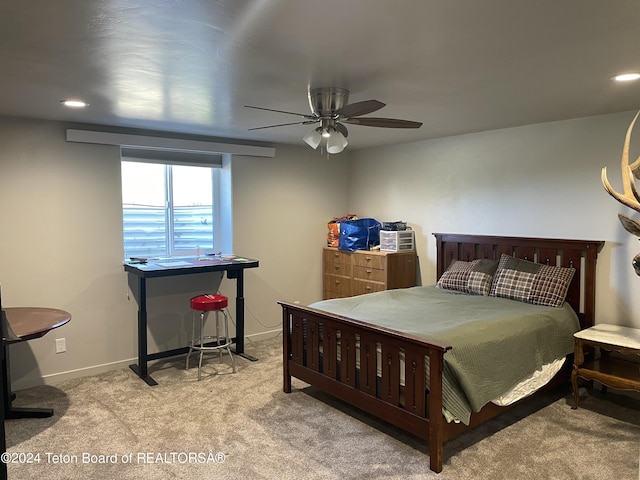 543 Rockbridge Dr, Afton, WY 83110 - carpeted bedroom featuring baseboards, recessed lighting, and ceiling fan