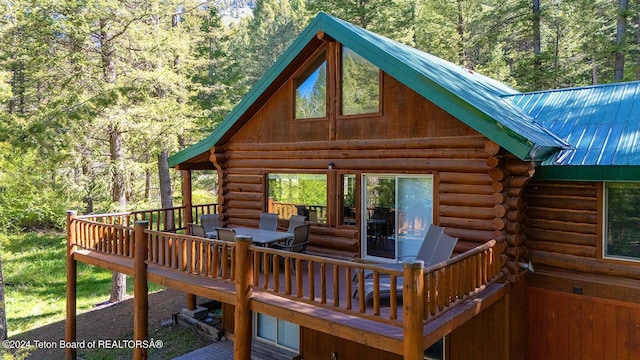 1238 Vista Dr, Star Valley Ranch, WY 83127 - wooden terrace featuring a forest view