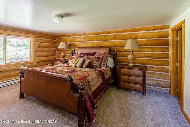 1238 Vista Dr, Star Valley Ranch, WY 83127 - bedroom with carpet flooring and rustic walls