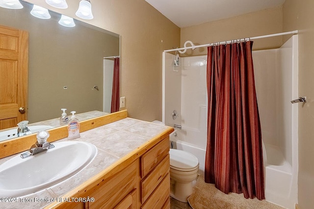 1238 Vista Dr, Star Valley Ranch, WY 83127 - bathroom featuring shower / tub combo, toilet, and vanity