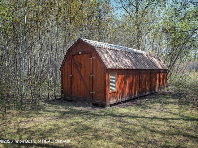 529 Quaking Aspen Dr, Driggs, ID 83422 - view of shed featuring a view of trees