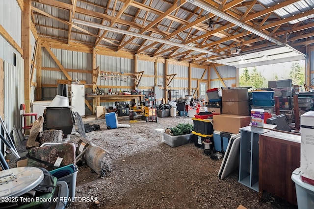2 Porcupine Cir, Dubois, WY 82513 - garage with a workshop area and metal wall