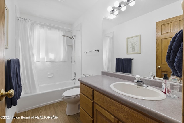 51 Buckaroo Cir, Etna, WY 83118 - bathroom with wood finished floors, shower / tub combo, toilet, and vanity