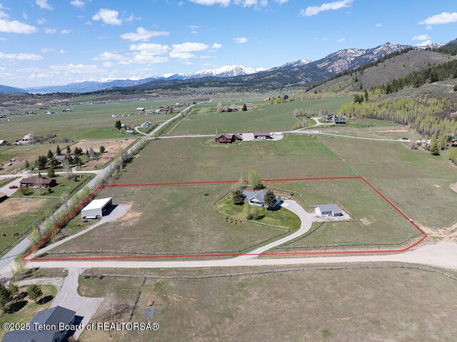 51 Buckaroo Cir, Etna, WY 83118 - view of rural area with property parcel outlined and mountains