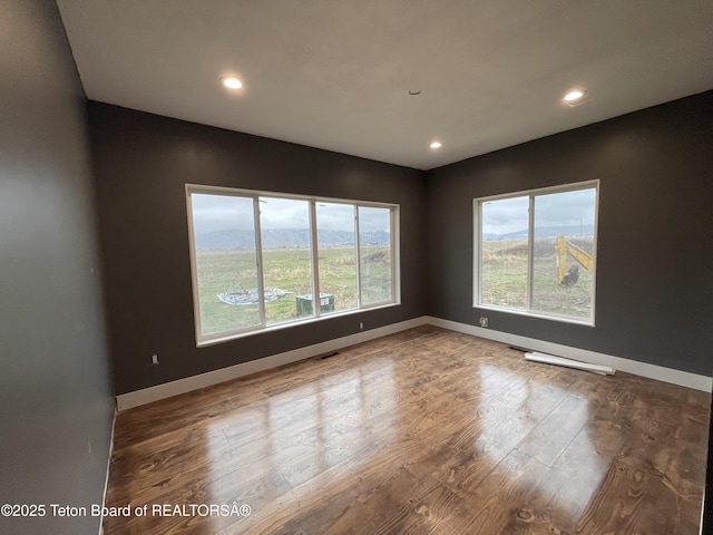 5860 Bitter Creek Rd, Afton, WY 83110 - unfurnished room with wood finished floors, baseboards, and recessed lighting