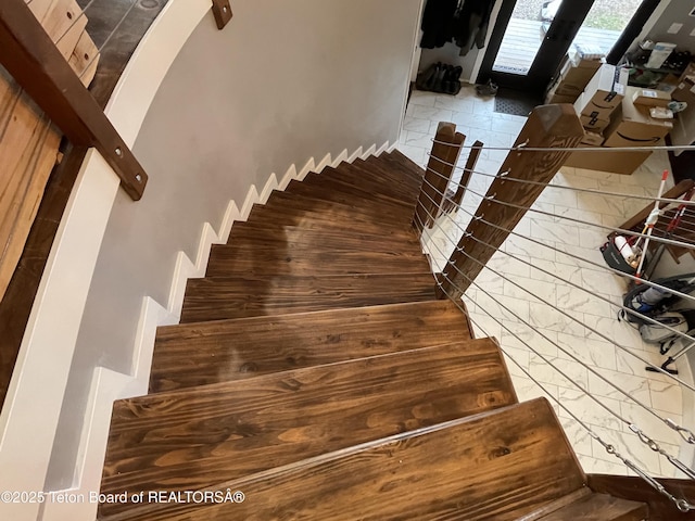 5860 Bitter Creek Rd, Afton, WY 83110 - staircase with marble finish flooring