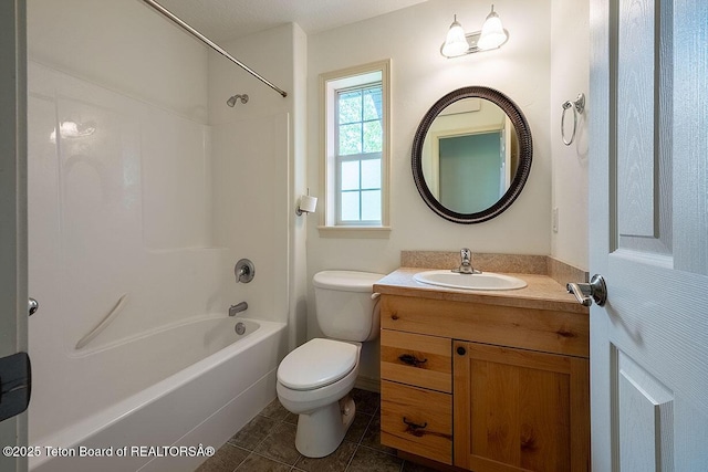 99 Sugar Lf, Star Valley Ranch, WY 83127 - bathroom with toilet, tile patterned flooring, vanity, and bathing tub / shower combination