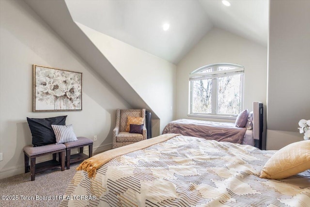 33 Willowbrook Dr, Driggs, ID 83422 - bedroom featuring carpet flooring, vaulted ceiling, baseboards, and recessed lighting