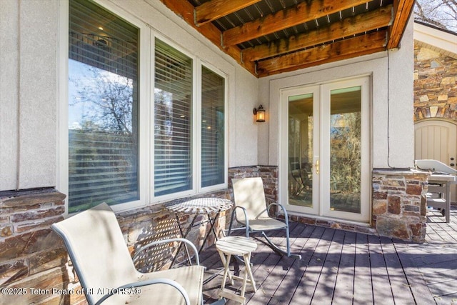 33 Willowbrook Dr, Driggs, ID 83422 - wooden terrace with french doors and area for grilling