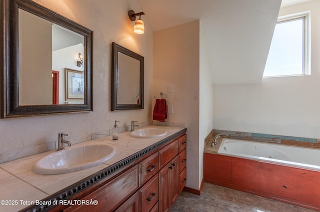 60 Flying Frog St, Dubois, WY 82513 - full bathroom with double vanity and a whirlpool tub