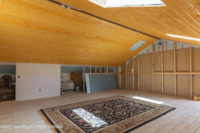 60 Flying Frog St, Dubois, WY 82513 - additional living space with lofted ceiling, a skylight, and wooden ceiling