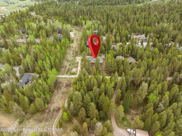 aerial view of a heavily wooded area