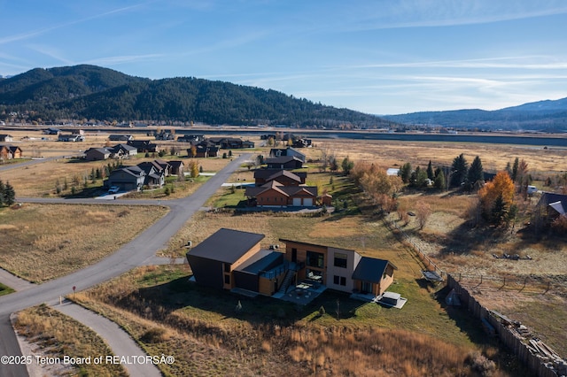 drone / aerial view of a mountainous background