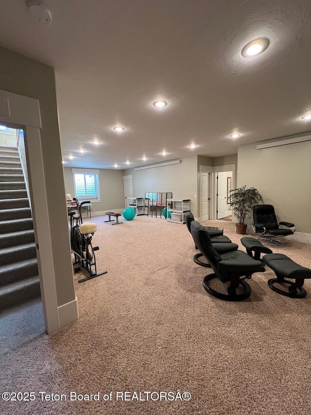 96 Hardman Rd, Star Valley Ranch, WY 83127 - exercise area with carpet floors, recessed lighting, and baseboards