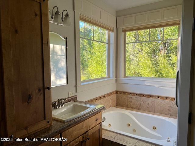 96 Hardman Rd, Star Valley Ranch, WY 83127 - full bath with a jetted tub, plenty of natural light, and vanity