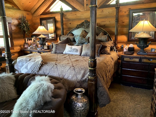 3 Forest Trl, Boulder, WY 82923 - bedroom with rustic walls and wooden ceiling