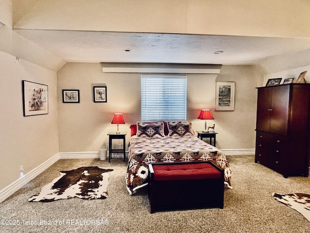 61 Astorian Ln, Smoot, WY 83126 - bedroom with carpet flooring, baseboards, and vaulted ceiling