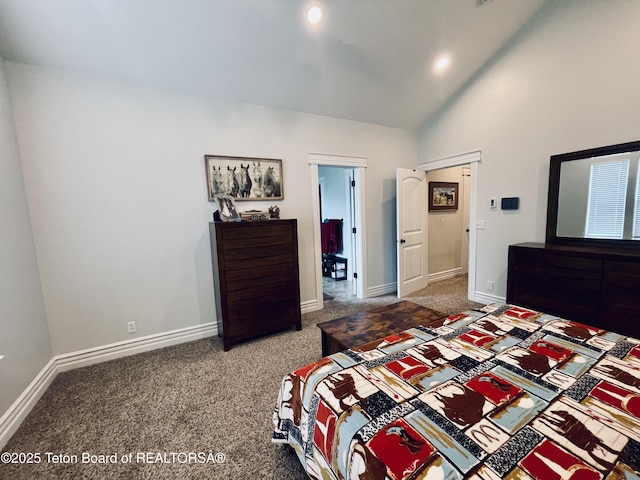 61 Astorian Ln, Smoot, WY 83126 - bedroom featuring carpet floors, high vaulted ceiling, and baseboards