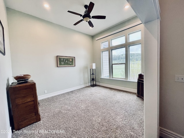61 Astorian Ln, Smoot, WY 83126 - carpeted spare room with baseboards, a ceiling fan, and recessed lighting