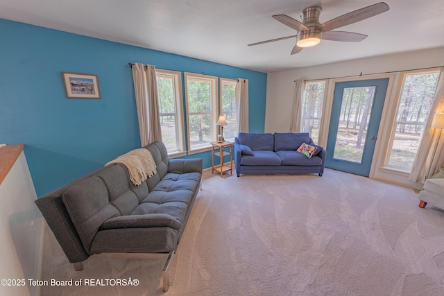 4515 Weslin Trl, Island Park, ID 83429 - carpeted living area featuring ceiling fan