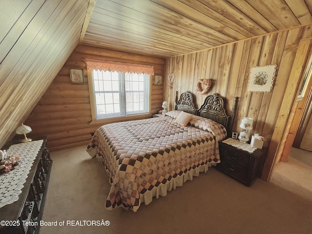 31 Cutoff Rd, Daniel, WY 83115 - bedroom featuring carpet, wood ceiling, and rustic walls
