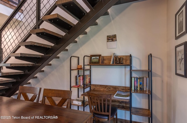 8494 Pronghorn Trl, Victor, ID 83455 - dining room featuring stairway