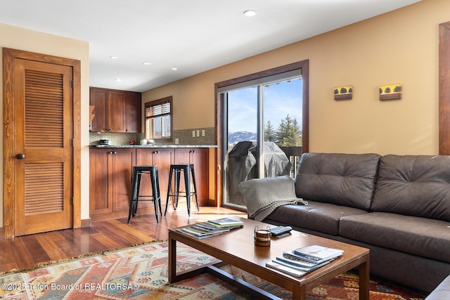 3670 W Michael Dr Unit E-21-E, Teton Village, WY 83025 - living room with light wood finished floors and recessed lighting