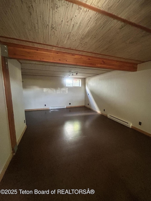 9064 Village Way, Victor, ID 83455 - bonus room with baseboard heating, wood ceiling, and baseboards