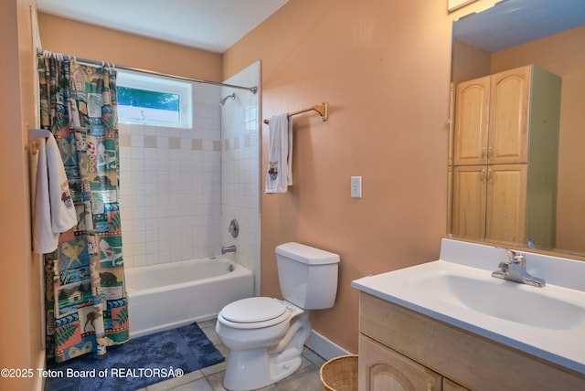 2697 Rendezvous Dr, Driggs, ID 83422 - full bath with toilet, tile patterned flooring, vanity, and shower / bath combo