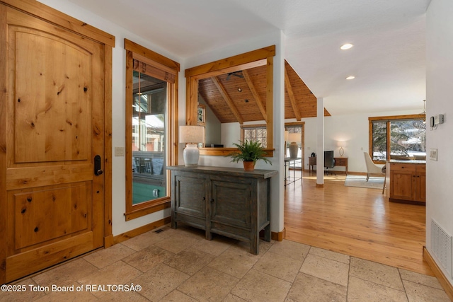 19 Moulton Ln, Victor, ID 83422 - foyer featuring baseboards, stone tile floors, and recessed lighting