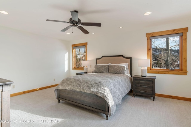 19 Moulton Ln, Victor, ID 83422 - carpeted bedroom featuring baseboards, multiple windows, recessed lighting, and ceiling fan