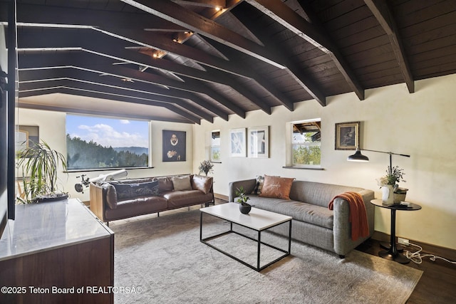 2077 Highland Way, Victor, ID 83455 - living area featuring wood finished floors and wooden ceiling