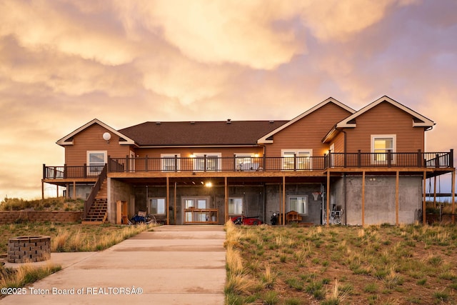 63 Iroquois Trl, Boulder, WY 82923 - view of front of home with a wooden deck and stairs