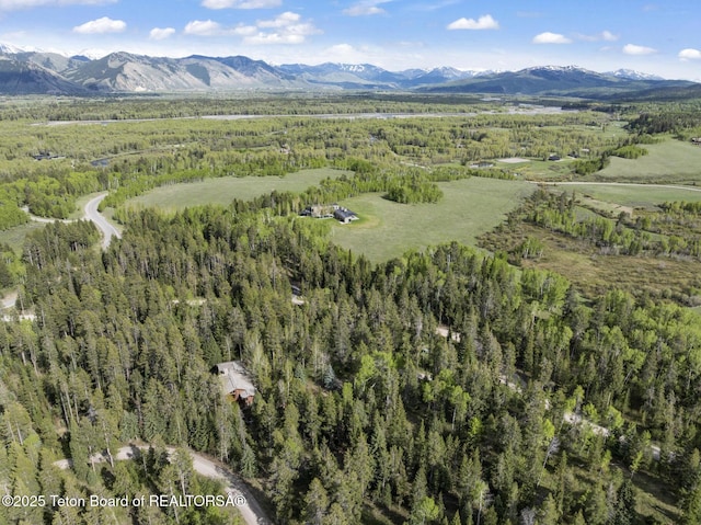 5725 W Caddis Fly Dr, Wilson, WY 83014 - aerial overview of property's location with a mountain backdrop