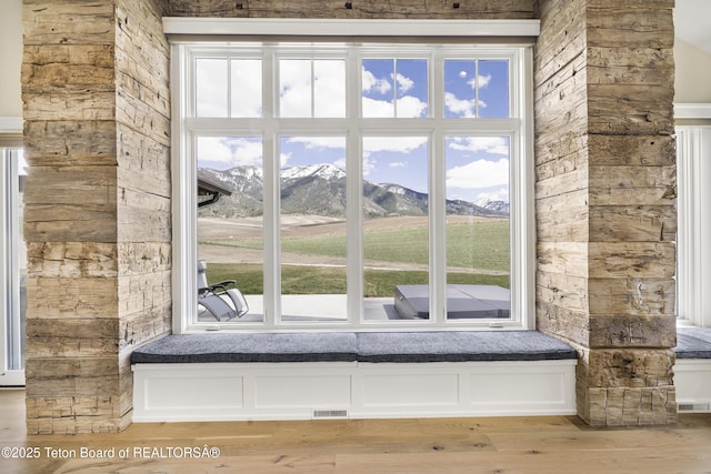 2399 Chapel Rd, Swan Valley, ID 83449 - detailed view of wood finished floors and a mountainous background