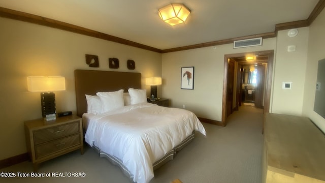 7680 Granite Loop Rd Unit 655, Teton Village, WY 83025 - bedroom featuring light colored carpet, baseboards, and crown molding