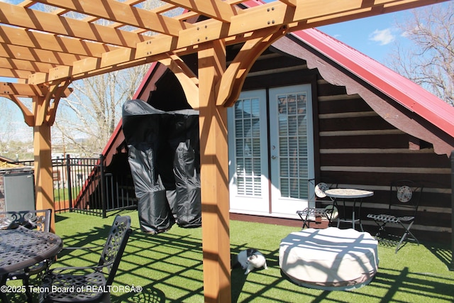 588 S Oak St, Labarge, WY 83123 - view of patio / terrace with french doors and a pergola