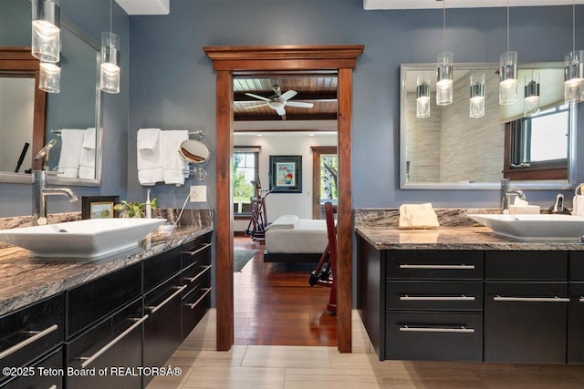 62 Hastings Dr, Victor, ID 83455 - ensuite bathroom with two vanities and ceiling fan