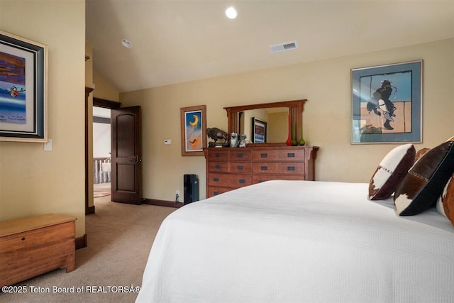 62 Hastings Dr, Victor, ID 83455 - carpeted bedroom with vaulted ceiling, baseboards, and recessed lighting