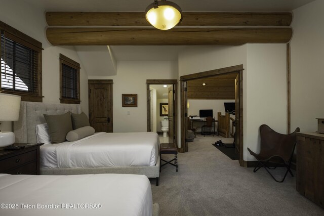88 Blackfoot Trl, Victor, ID 83455 - carpeted bedroom with an office area and beam ceiling