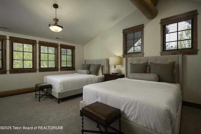 88 Blackfoot Trl, Victor, ID 83455 - carpeted bedroom with multiple windows, lofted ceiling, and baseboards