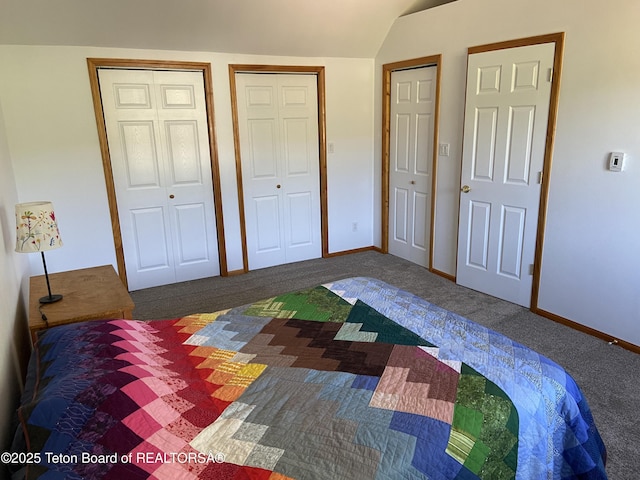 522 El Clark Ln, Smoot, WY 83126 - carpeted bedroom with multiple closets and lofted ceiling