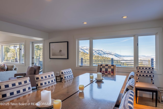 6960 Lupine Trl, Wilson, WY 83001 - dining space with recessed lighting and a mountain view