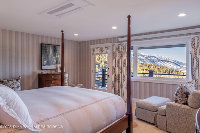 6960 Lupine Trl, Wilson, WY 83001 - bedroom featuring wallpapered walls and recessed lighting
